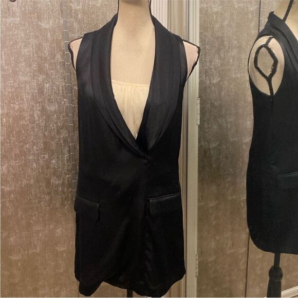 Roeffler Randall 100% silk Black Sleeveless Blazer/ Vest mini dress, US2 - Picture 1 of 9